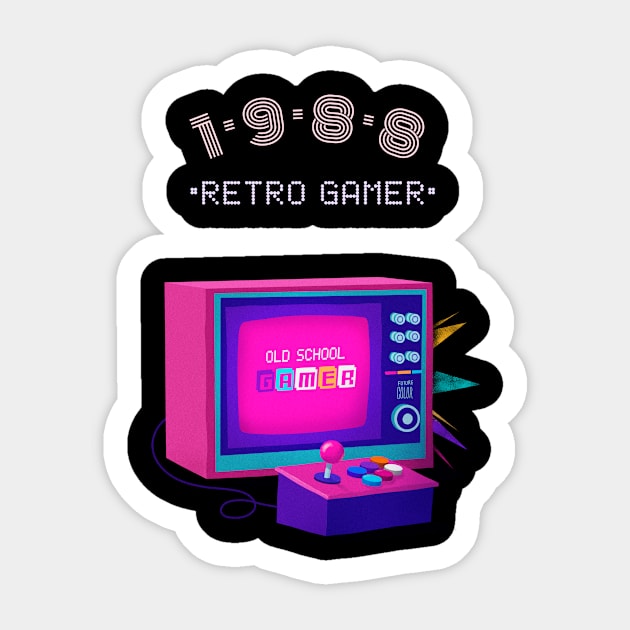 Retro Gamer 1988 - Gamer Gift Sticker by Meme My Shirt Shop